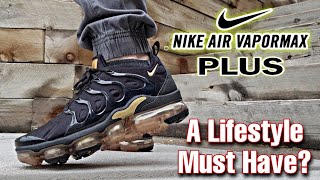 Nike Air Vapormax Plus quotBlack amp Goldquot REVIEW  ON FEET [upl. by Ruy834]