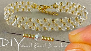 Easy Seed Bead Bracelet Tutorial for Beginners How to Make Bracelets with Beads and Crystals [upl. by Carmelle]