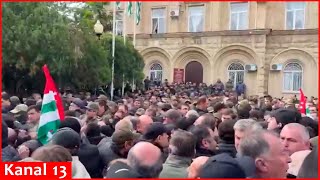 quotWe dont want Russiaquot  Protest rally held against Russian laws in socalled Abkhazia republic [upl. by Korney511]