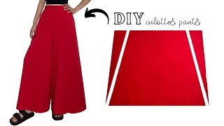 Very Easy Culottes Pants Cutting and Stitching for Beginners  Palazzo Skirt Pants Tutorial [upl. by Tamis]