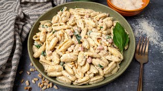 Gnocchetti Sardi with Pancetta and Pesto [upl. by Corbin475]