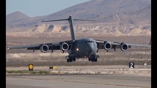 4K  Impressive C 17 landing at Nellis Air Force Base Las Vegas [upl. by Ad]