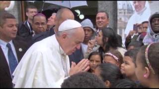 Raw Pope Visits Brazilian Slum [upl. by Emsmus]