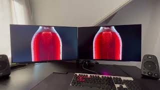 OLED vs LCD IPS Real World HDR Comparison  LG 27GP850PB left  LG27GR95QEB right [upl. by Etz]