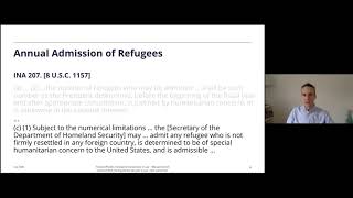 US Refugee Admissions Program Lecture July 2020 [upl. by Nolitta]