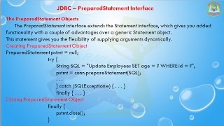 Lesson  14  JDBC  PreparedStatement Interface in JDBC [upl. by Mohandas172]