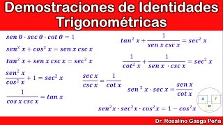 Identidades trigonométricas básicas  10 ejercicios resueltos demostraciones [upl. by Eitisahc500]