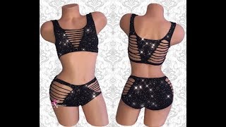 Rhinestones Bralette amp Bottoms Exotic Dancewear Lingerie DIY [upl. by Granlund]