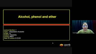 Alcohols Phenols and Ethers L1 Preparation of Alcohol  12th NEET Chemistry  8th Oct 2024 [upl. by Ecinrev]