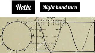 HELIX  RIGHT HAND TURN in  Technical drawing  Engineering drawing [upl. by Alel]