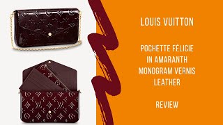 Discontinued LOUIS VUITTON Pochette Félicie Review  Monogram Vernis Patent Leather Amarante Color [upl. by Melia]