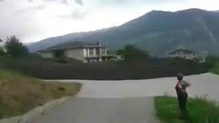 Major debris flow hits Chamoson Switzerland [upl. by Willi375]