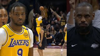 BRONNY JAMES SCORES FIRST NBA BUCKET AFTER STANDING OVATION IN CLEVELAND [upl. by Malvina]