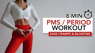 8 MIN PMS  PERIOD WORKOUT  Ease Menstrual Cramps Bloating amp PMS  Eylem Abaci [upl. by Acyre]