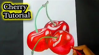 how to draw realistic cherry With colour pencil [upl. by Ille264]