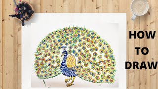 How to draw a Peacock using Vegetables for BeginnersPencil DrawingLadys FingerOil Pastels [upl. by Owens933]