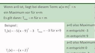 Minimum und Maximum bei quadratischen Termen ablesen [upl. by Alejandra312]