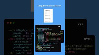 Simple Dropdown Menu Using HTML and CSS shorts shortsfeed dropdownmenu webdesign coding viral [upl. by Kempe]