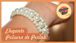 DIY  PULSERA DE PERLAS FACIL Y ELEGANTE  BISUTERIA EN CASA [upl. by Flori228]