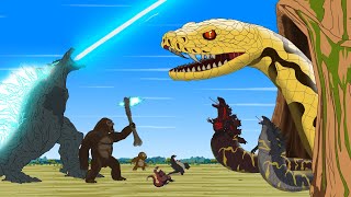 Rescue All Family GODZILLA amp KONG GODZILLA EARTH From Evolution of GIANT PYTHON  FUNNY CARTOON [upl. by Yecnuahc]