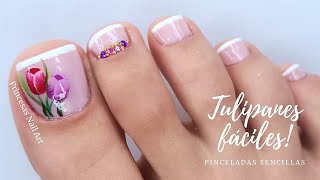 ❤ ¿CÓMO DECORAR las UÑAS de los PIES FÁCILES PASO a PASO con FLORES 💐 [upl. by Zedecrem]