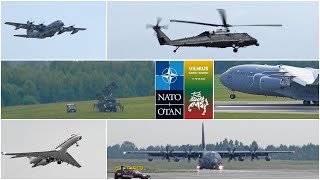 NATO Summit Globemaster Hercules Marine One air defense in Vilnius airport [upl. by Aneleh705]