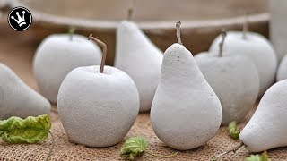 DIY  Herbstdeko selbermachen  Früchte aus Beton  Gießform aus Silikon herstellen  How to [upl. by Sueahccaz905]