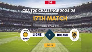 Boland vs Lions T20 Match Live CSA T20 Challenge 202425 [upl. by Ahsimac526]