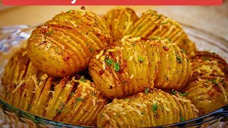 Delicious Cheesy hasselback potatoes in oven Better than fried potatoes Cheesy Baked Potato [upl. by Sicard]