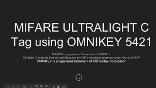 OMNIKEY 5422 Reader Writer Using Mifare Ultralight C  Part 1 [upl. by Anyotal]