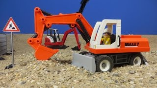 Bagger amp Lastwagen Kinderfilm auf der Bruder  Playmobil Baustelle deutsch [upl. by Jurdi]