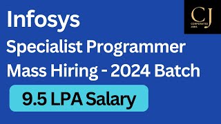 Infosys Specialist Programmer Mass Hiring  2024 Batch  OFF Campus Drive 2024  95 LPA Salary [upl. by Philoo]