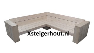 Hoekbank steigerhout maken [upl. by Yrkcaz661]