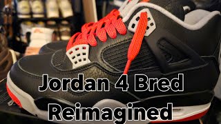 Jordan 4 Bred Reimagined With Lace Swap [upl. by Yddub]