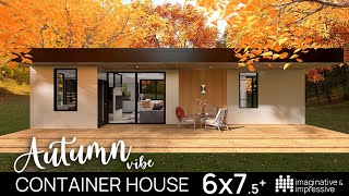 Tiny House Design Beautiful Autumn Vibe Modern Style Container House with Ceiling Windows HD [upl. by Ellirehs]