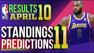 NBA Standings today amp Games Results amp Predictions  April 10 2024  Schedule amp Scoreboard [upl. by Schaefer677]