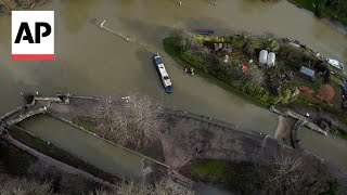 Residents evacuate after severe flooding in UK [upl. by Adnohryt798]