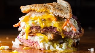 Pastrami Reuben Sandwich  SAM THE COOKING GUY recipe video [upl. by Amilah]