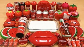 Series RED COCA COLA Slime  Mixing Random Things into GLOSSY Slime Satisfying Slime Videos 100 [upl. by Namruht]