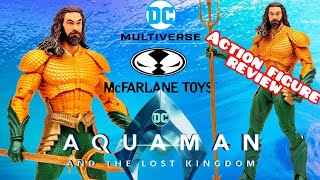 McFarlane  DC Aquaman 2 Movie 7  Aquaman Hero Costume Gold amp Green Suit action figure review [upl. by Diarmit549]