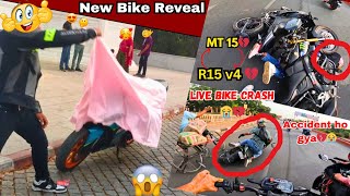 Live bike accident  Bike accident 😭💔  Mt 15 crash  r15 v4 accident 😭  New bike reveal 😍 crash [upl. by Yila]