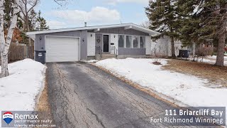 House for sale at 111 Briarcliff Bay in Fort Richmond Winnipeg [upl. by Leeann14]