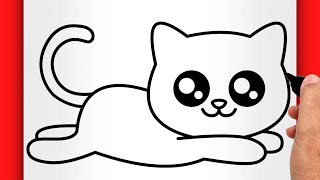 HOW TO DRAW A CAT EASY  Cute Cat Drawing EASY [upl. by Nolitta]