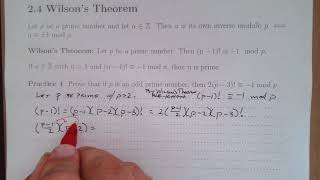 24 Wilsons Theorem Practice 4 [upl. by Leirea]