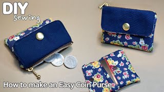 DIY 카드동전지갑 만들기  미니지갑 만들기  How to make an Easy Coin Purse  Coin purse sewing tutorial  Mini pouch [upl. by Sidalg102]