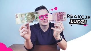 BANKNOT 500 zł vs 500 EURO  REAKCJE LUDZI [upl. by Olly317]