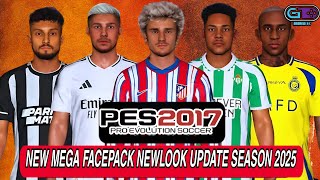 NEW MEGA FACEPACK NEWLOOK UPDATE SEASON 2025  PES 2017 [upl. by Montfort266]