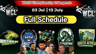 world championship of legends cricket 2024 schedule  WCL Schedule 2024 [upl. by Phi]