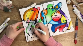 Neurographic Art  Meditative Drawing  ASMR Relaxing Sketchbook Art [upl. by Ainesell]