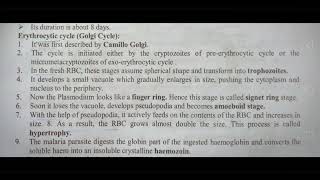 NOTES FOR PLASMODIUM VIVAX IN MAN PHASE  INTER 1ST YEAR  BY PHANINDRA GUPTA [upl. by Bausch]